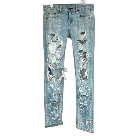 Rag and Bone The Dre Light Wash Heavily Distressed Boyfriend Jeans Size 25 - Picture 1 of 13